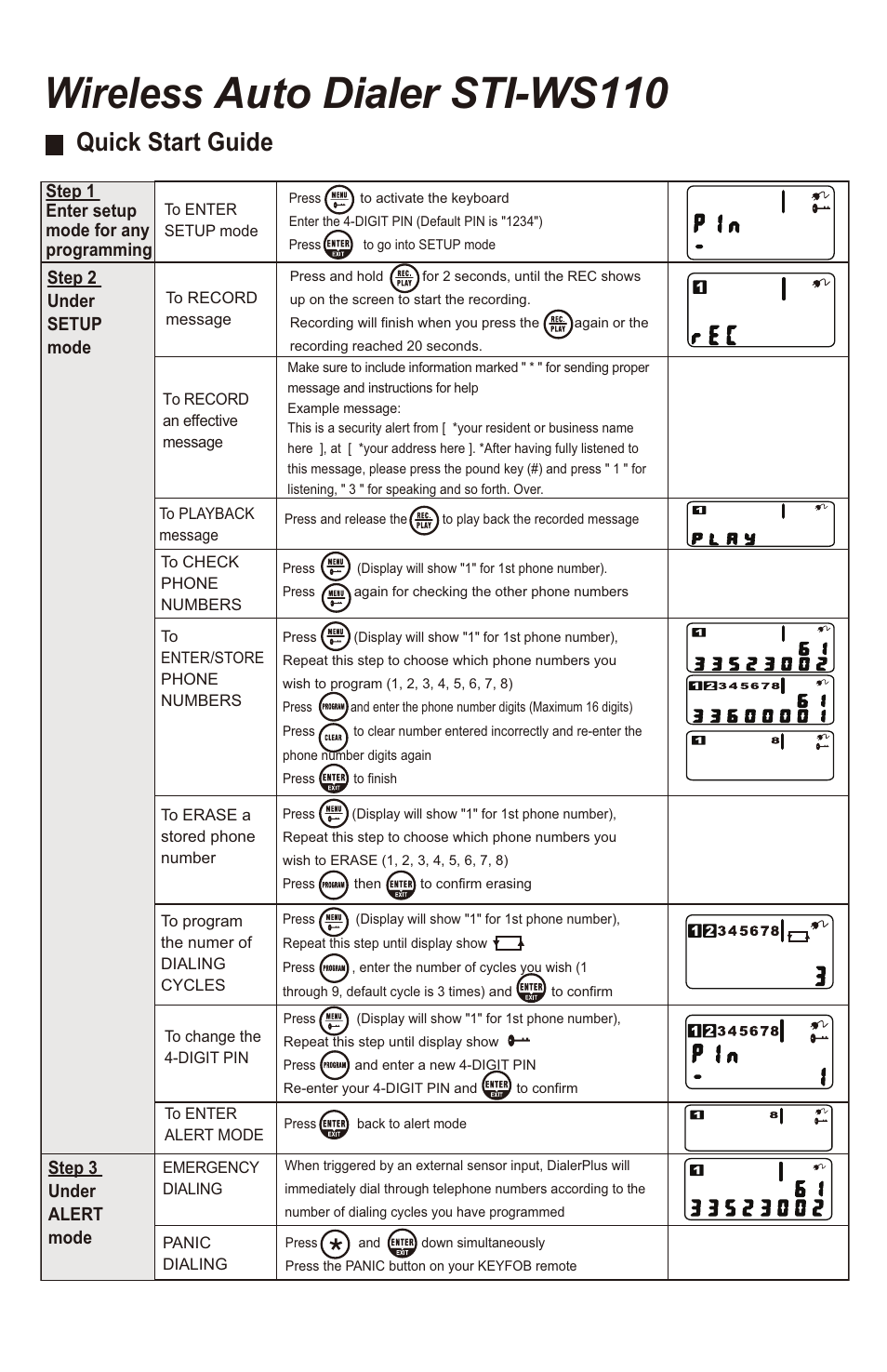 STI WS110TX User Manual | 1 page