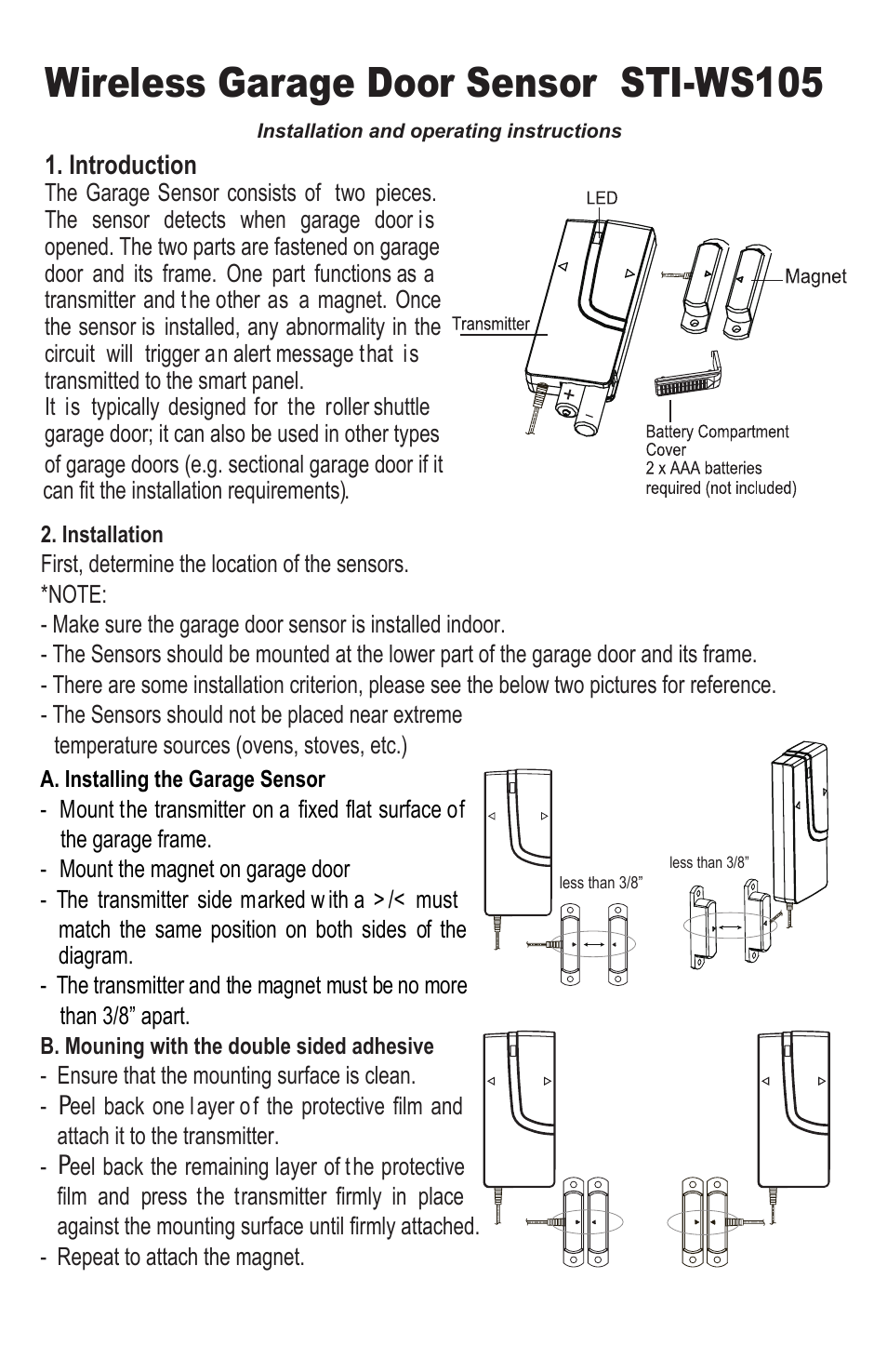 STI WS105 User Manual | 3 pages