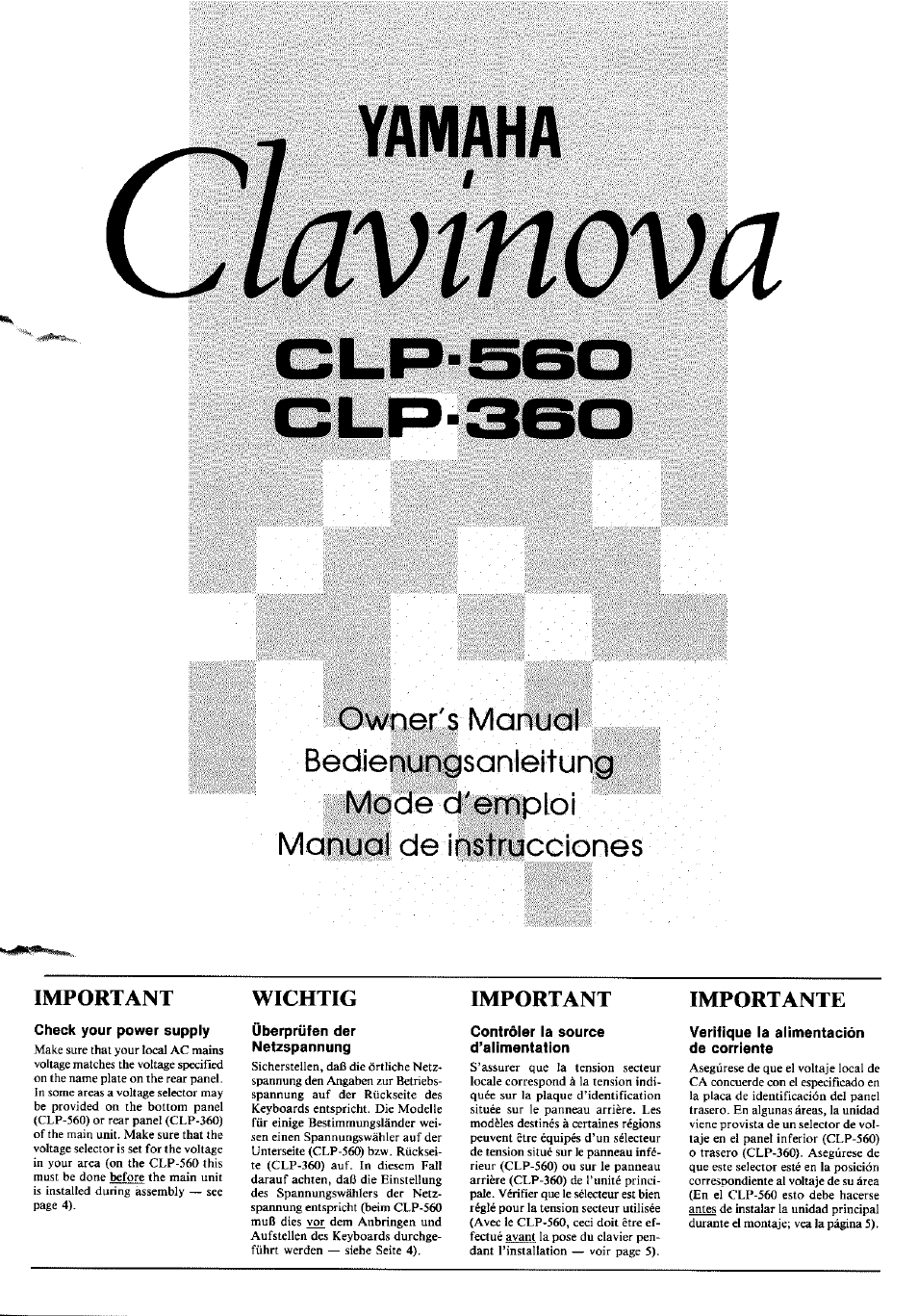 Yamaha Clavinova CLP-360 User Manual | 28 pages