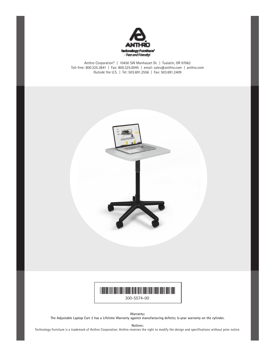 Anthro Adjustable Laptop Cart 2 Assembly Instructions User Manual | Page 4 / 4