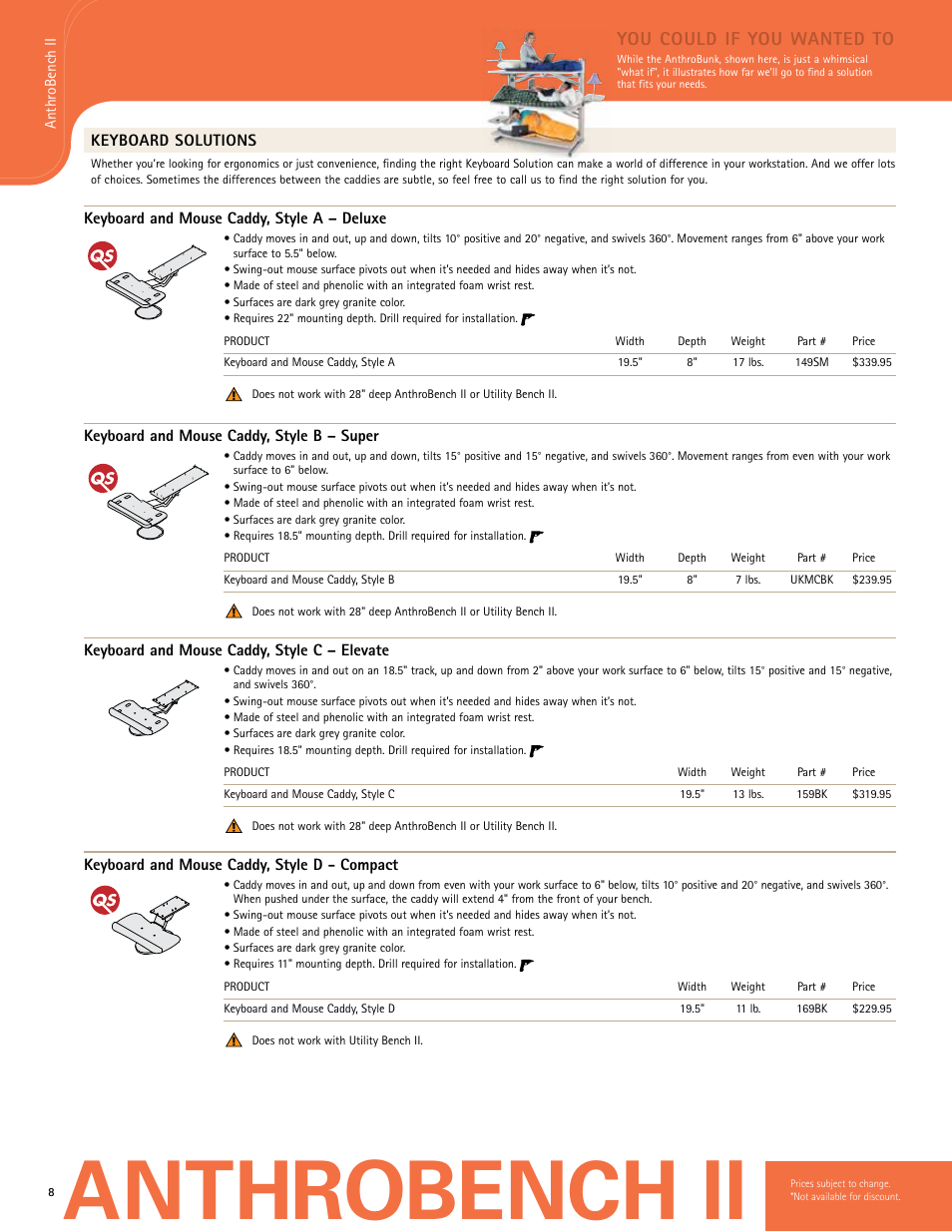 Anthrobench ii, You could if you wanted to | Anthro Utility Bench II Spec Guide User Manual | Page 5 / 7