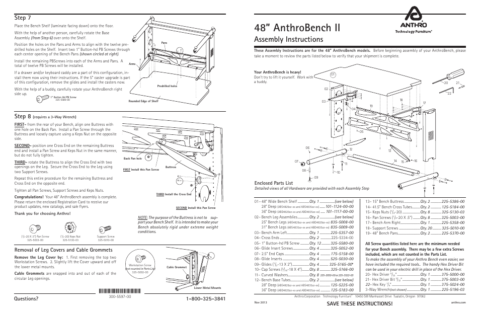 Anthro AnthroBench II 48 Assembly Instructions User Manual | 2 pages