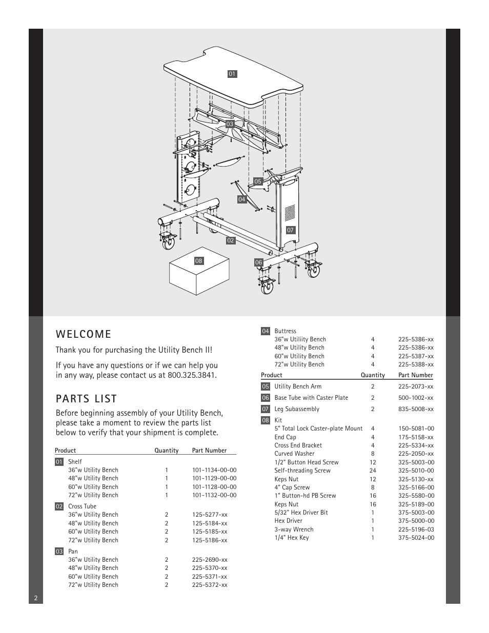 Welcome, Parts list | Anthro Utility Bench II Assembly Instructions User Manual | Page 2 / 7