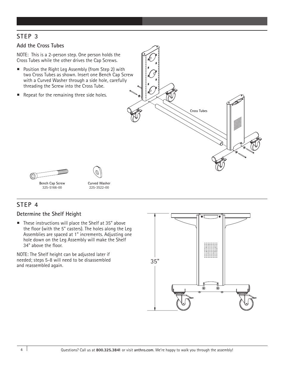 Step 3, Step 4 | Anthro Utility Bench II Assembly Instructions User Manual | Page 4 / 7