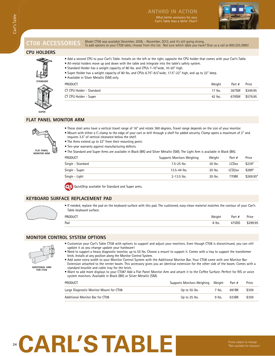 Carl’s table, Ct08 accessories, Anthro in action | Anthro CT Cart Spec Guide User Manual | Page 3 / 6