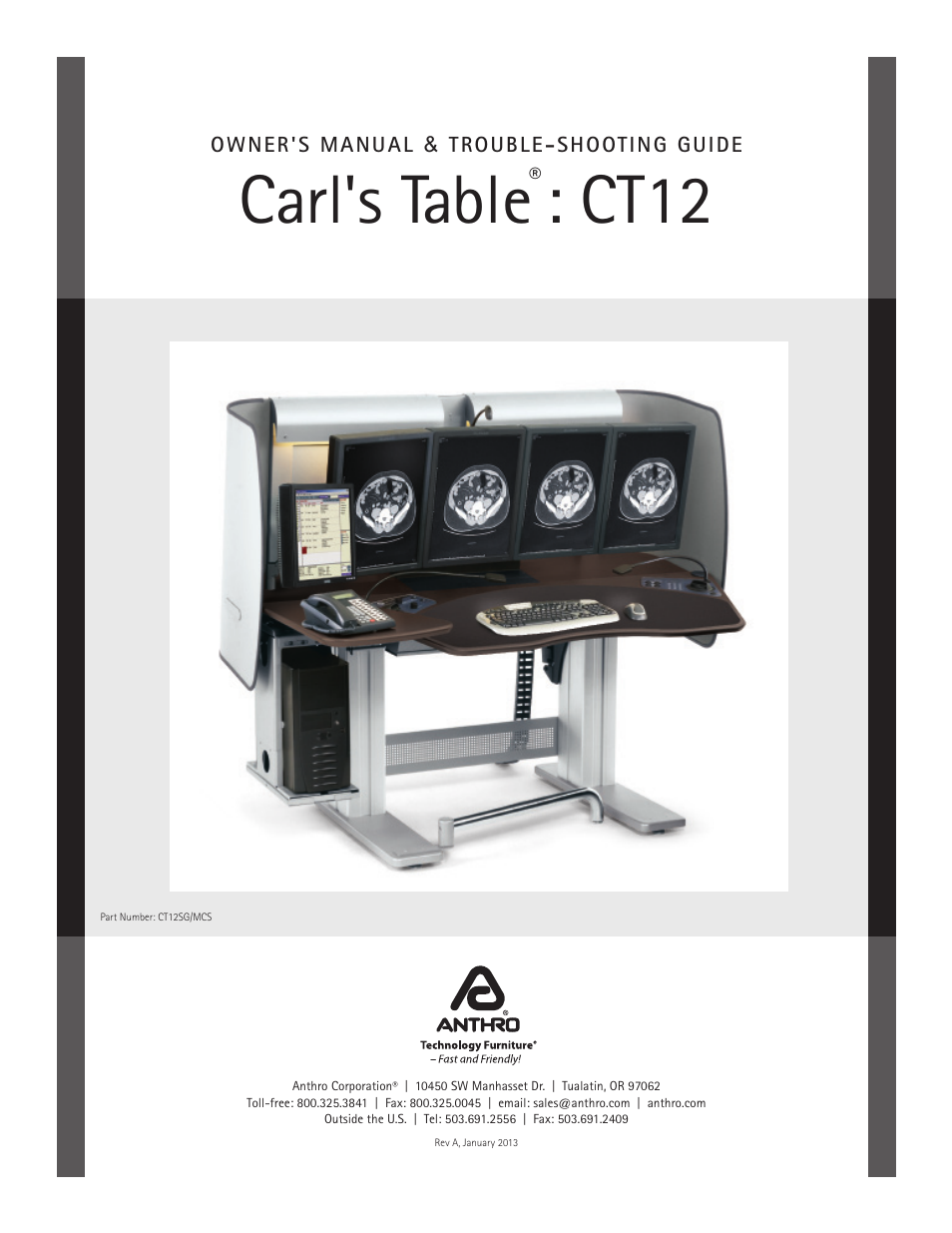 Anthro Carl's Table CT12 Owners Manual User Manual | 8 pages