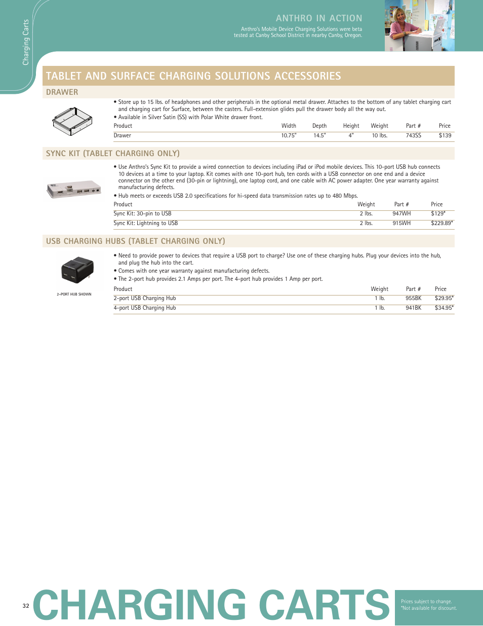 Charging carts, Tablet and surface charging solutions accessories, Anthro in action | Anthro YES Cart Spec Guide User Manual | Page 5 / 8