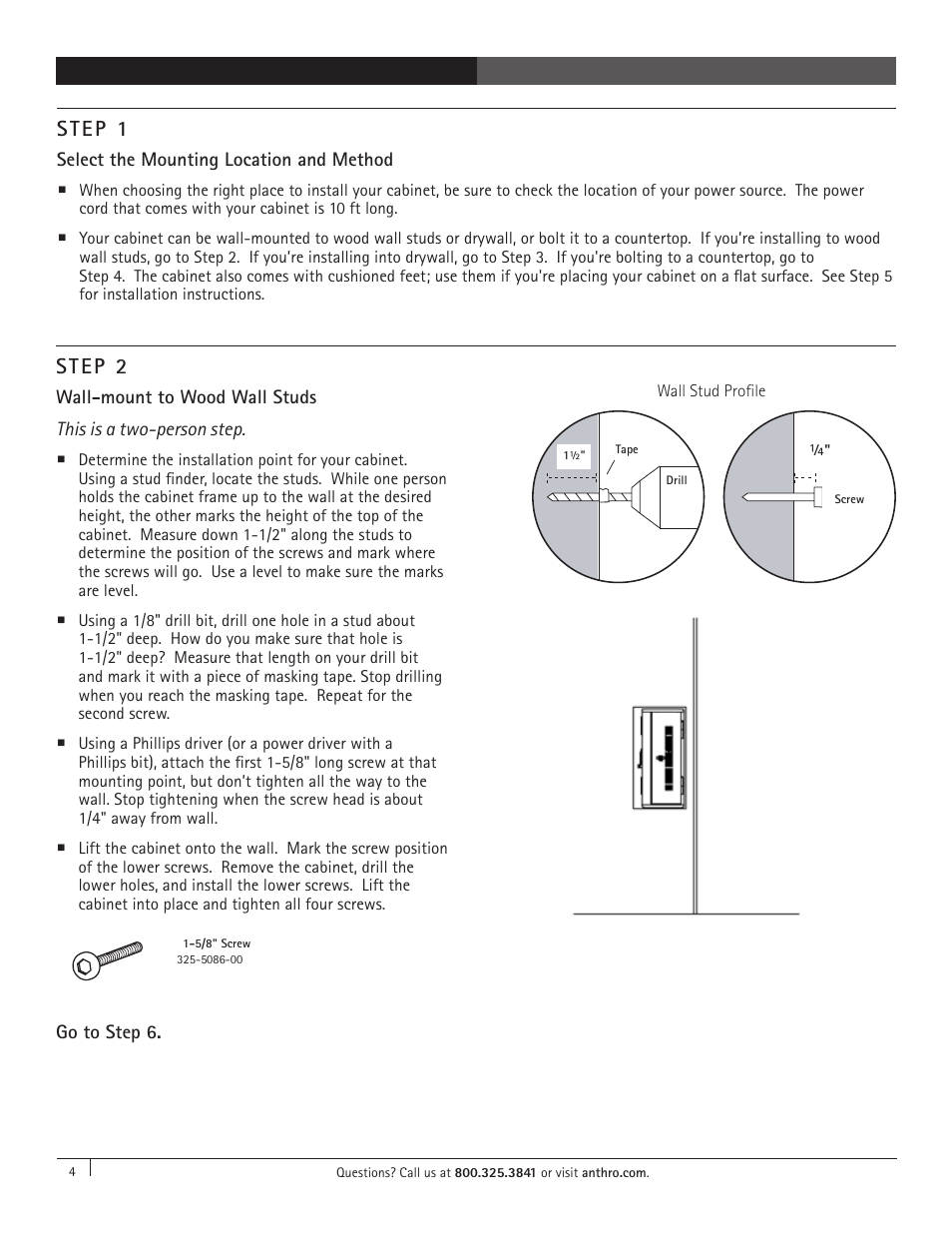 Step 1, Step 2 | Anthro Tablet Charging Cabinets Owners Manual User Manual | Page 4 / 8