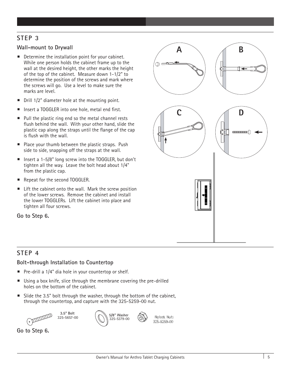 Ab c d, Step 3, Step 4 | Anthro Tablet Charging Cabinets Owners Manual User Manual | Page 5 / 8