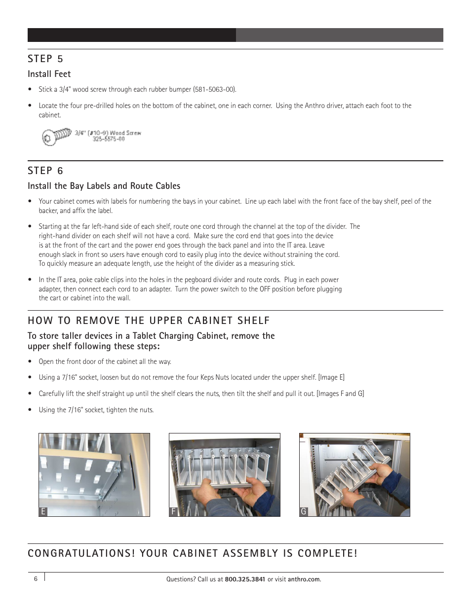 Step 6, How to remove the upper cabinet shelf | Anthro Tablet Charging Cabinets Owners Manual User Manual | Page 6 / 8