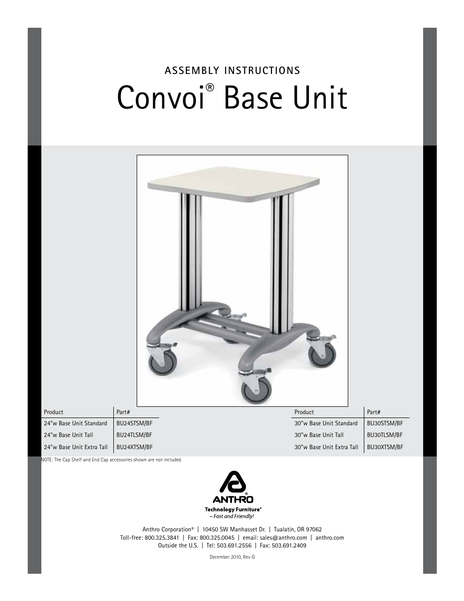 Anthro Convoi Base Unit Assembly Instructions User Manual | 4 pages