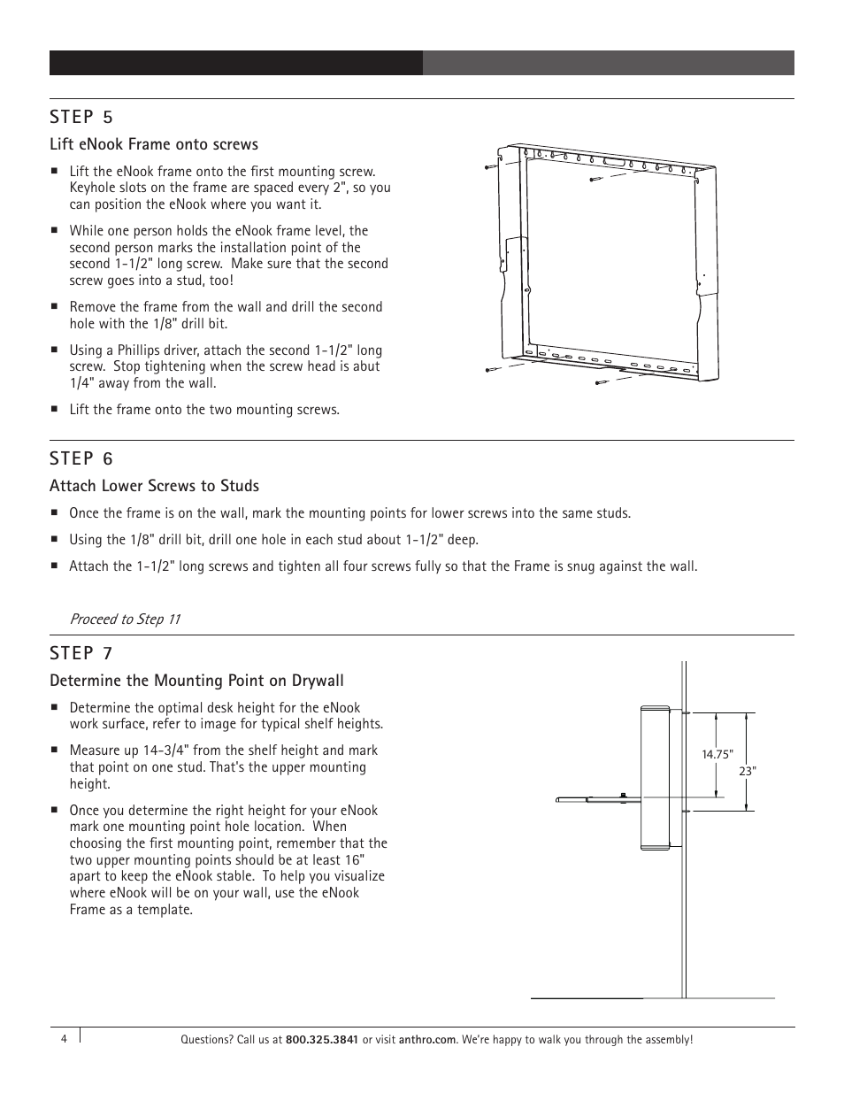 Step 6, Step 5, Step 7 | Anthro eNook Standard II Assembly Instructions User Manual | Page 4 / 9