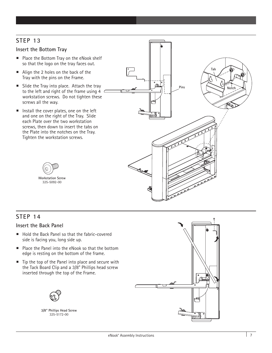Step 13, Step 14 | Anthro eNook Standard II Assembly Instructions User Manual | Page 7 / 9