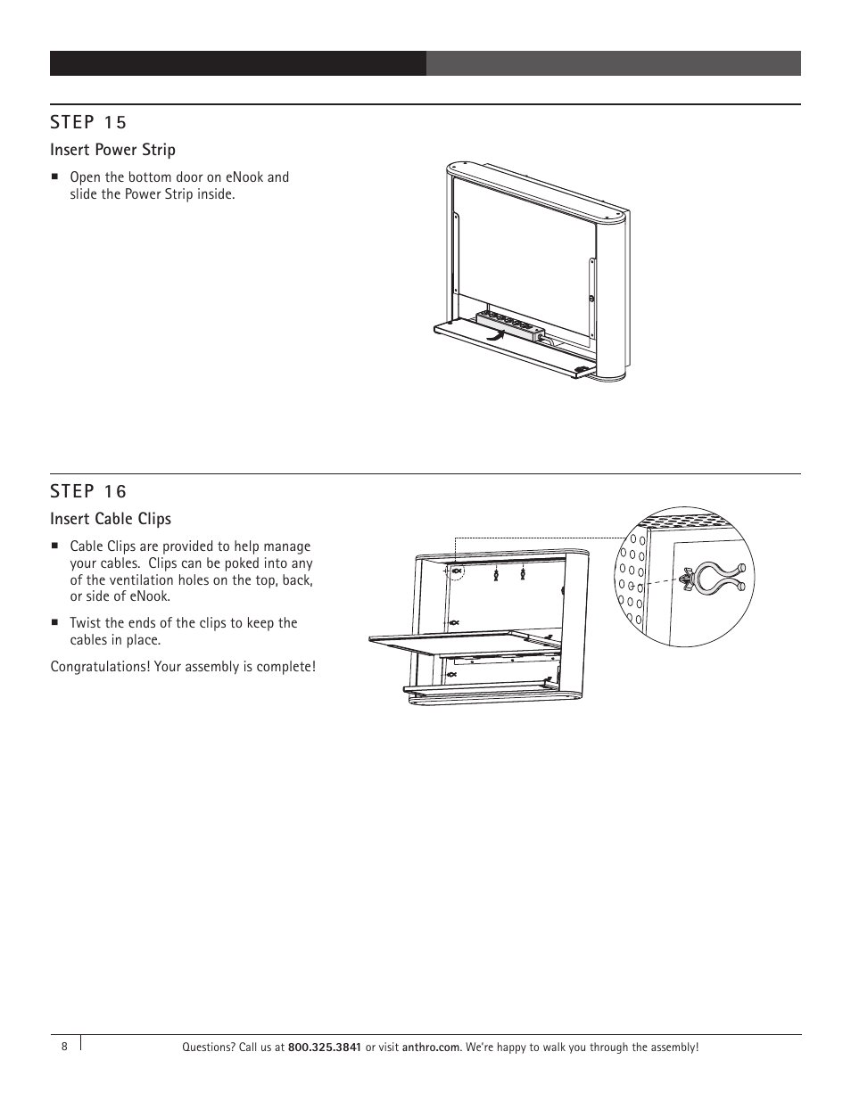 Step 16, Step 15 | Anthro eNook Standard II Assembly Instructions User Manual | Page 8 / 9