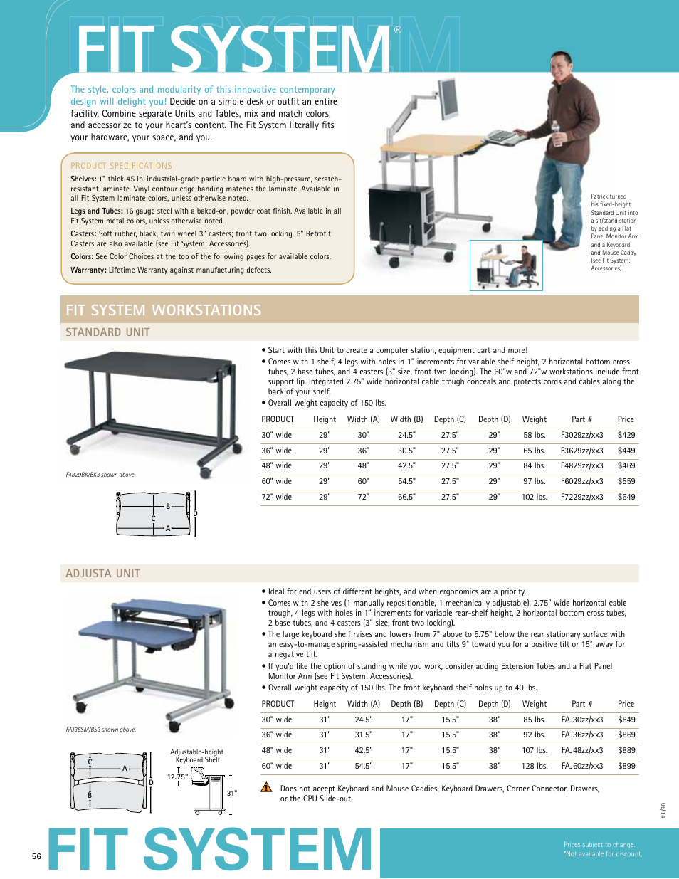 Anthro Fit Adjusta Unit Spec Guide User Manual | 11 pages