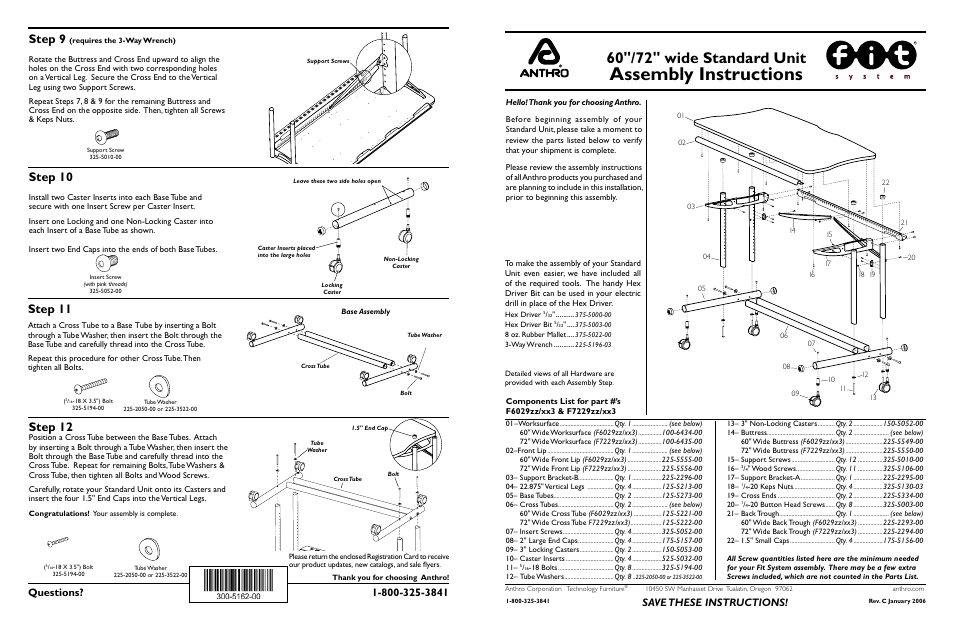 Anthro Fit Standard Unit 60/72 Assembly Instructions User Manual | 2 pages