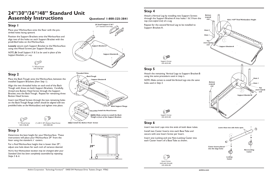 Step 1, Step 4, Step 6 | Step 2, Step 5, Step 3 | Anthro Fit Standard Unit 24/30/36/48 Assembly Instructions User Manual | Page 2 / 2