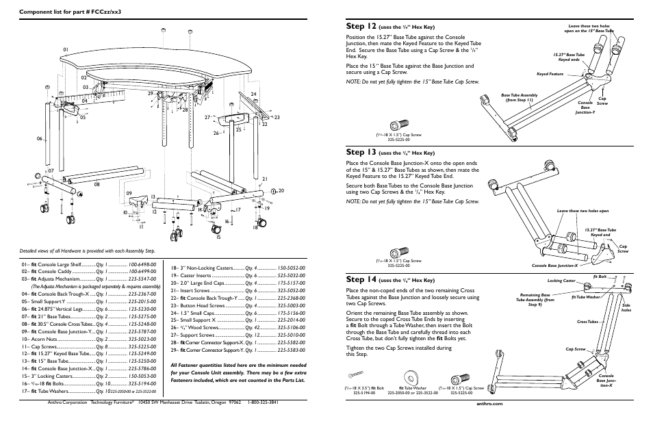 Step 12, Step 13, Step 14 | Anthro Fit Console Unit Assembly Instructions User Manual | Page 2 / 4