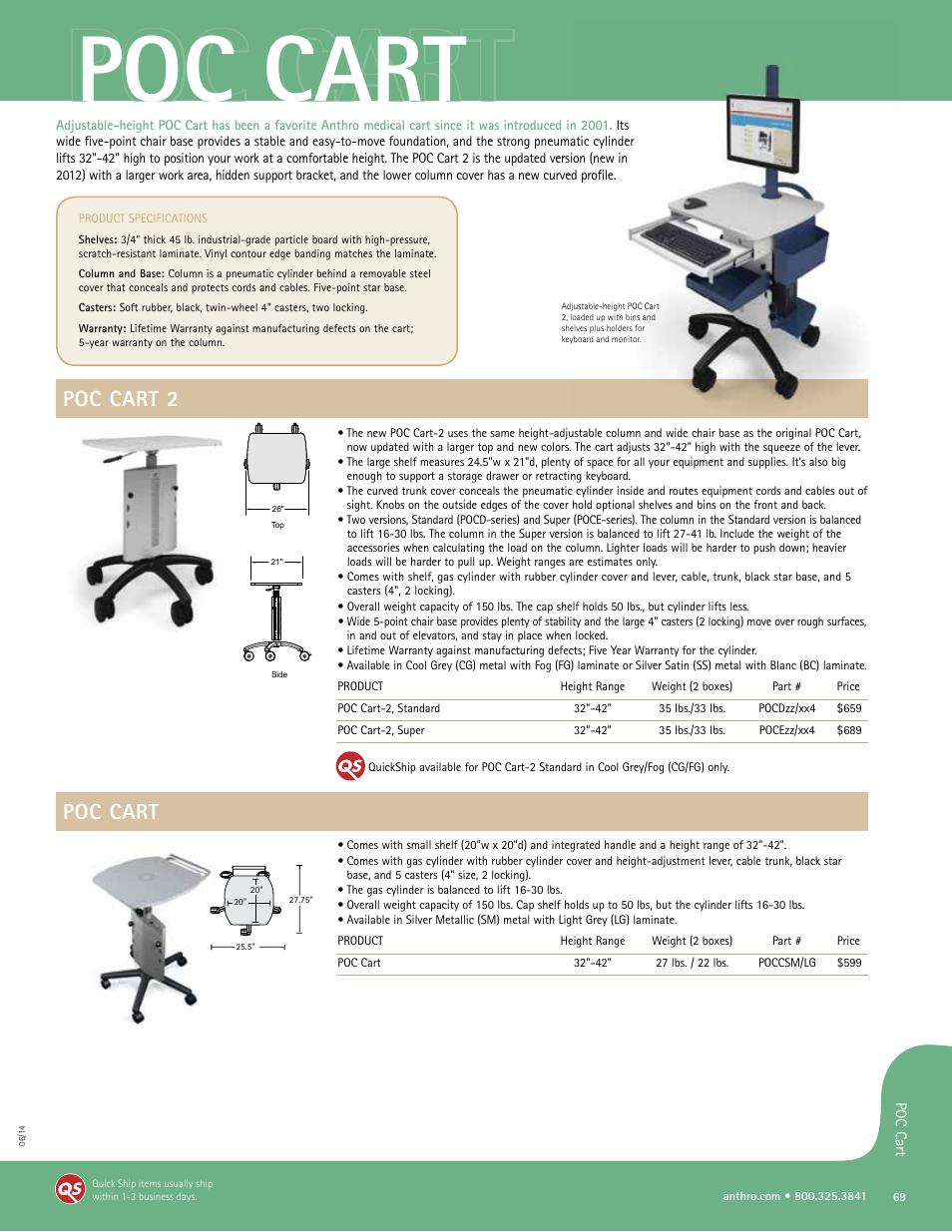 Anthro POC Cart Spec Guide User Manual | 4 pages