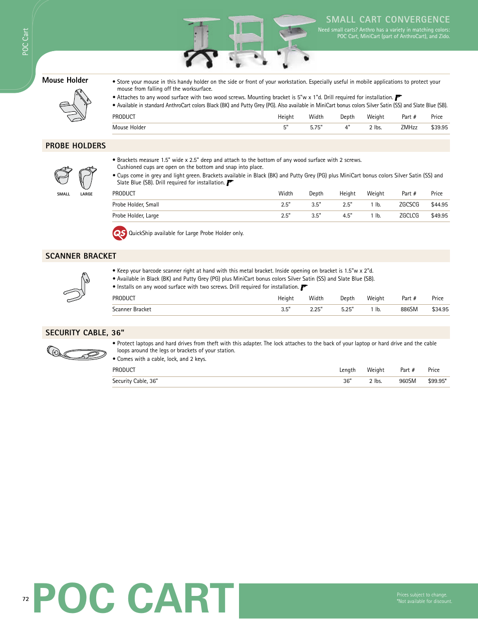 Poc cart, Small cart convergence | Anthro POC Cart Spec Guide User Manual | Page 4 / 4