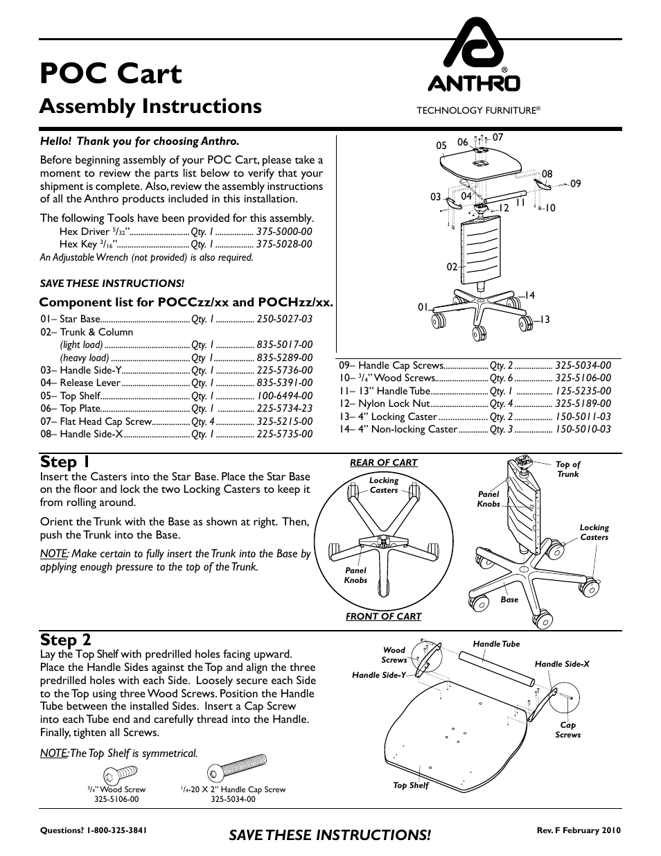 Anthro POC Cart Assembly Instructions User Manual | 2 pages