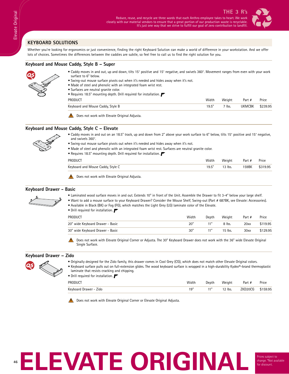 Elevate original, The 3 r’s | Anthro Elevate Original Corner Spec Guide User Manual | Page 6 / 8