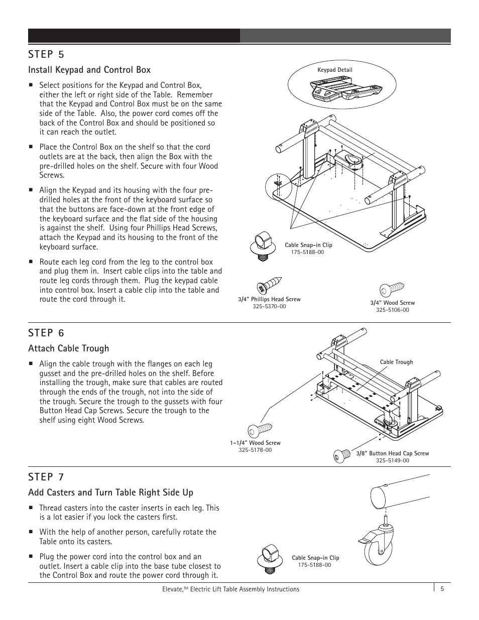 Step 5, Step 6, Step 7 | Anthro Elevate Original Single Surface Assembly Instructions User Manual | Page 5 / 8
