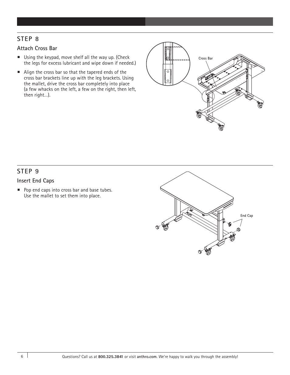 Step 9, Step 8 | Anthro Elevate Original Single Surface Assembly Instructions User Manual | Page 6 / 8