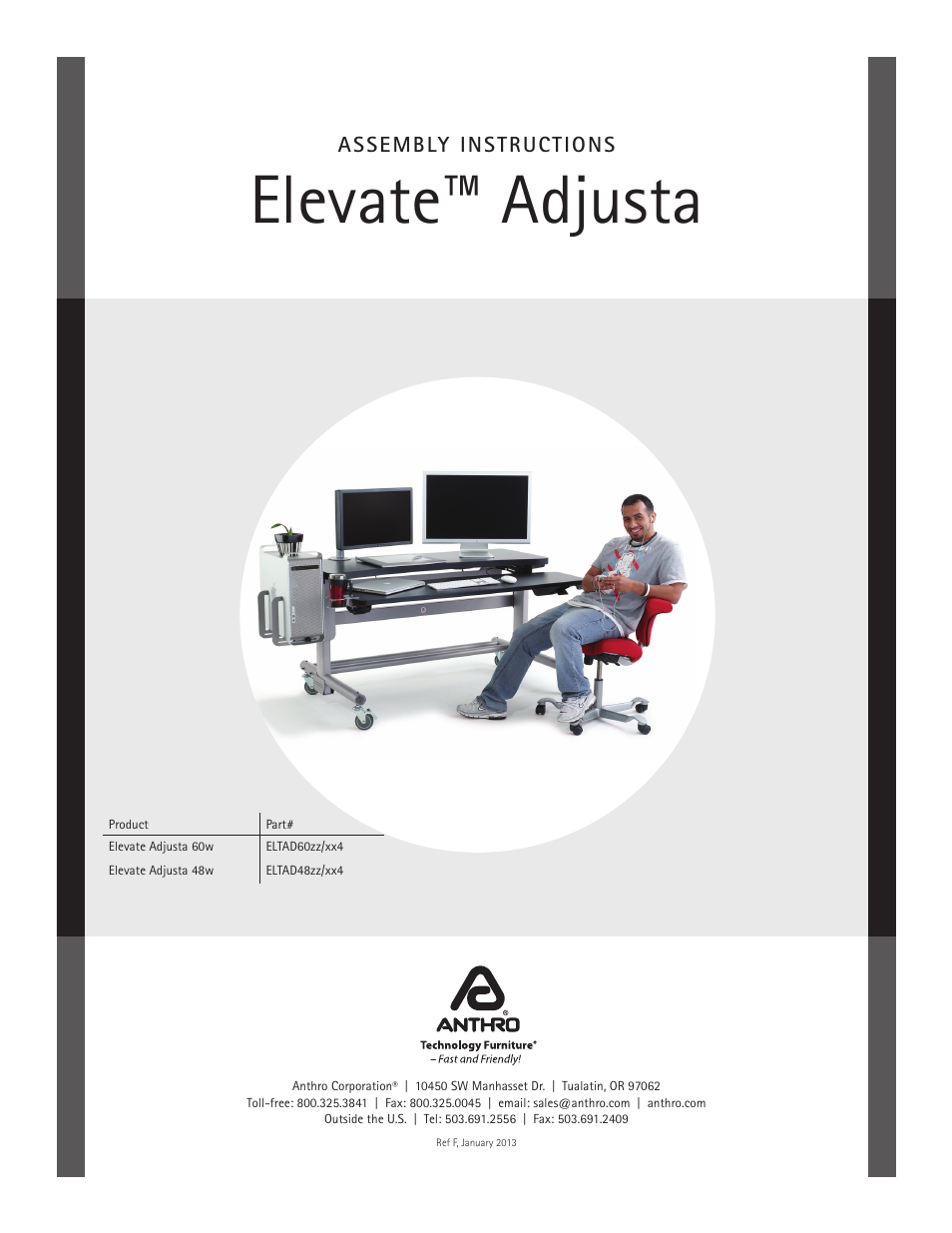 Anthro Elevate Original Adjusta Assembly Instructions User Manual | 8 pages