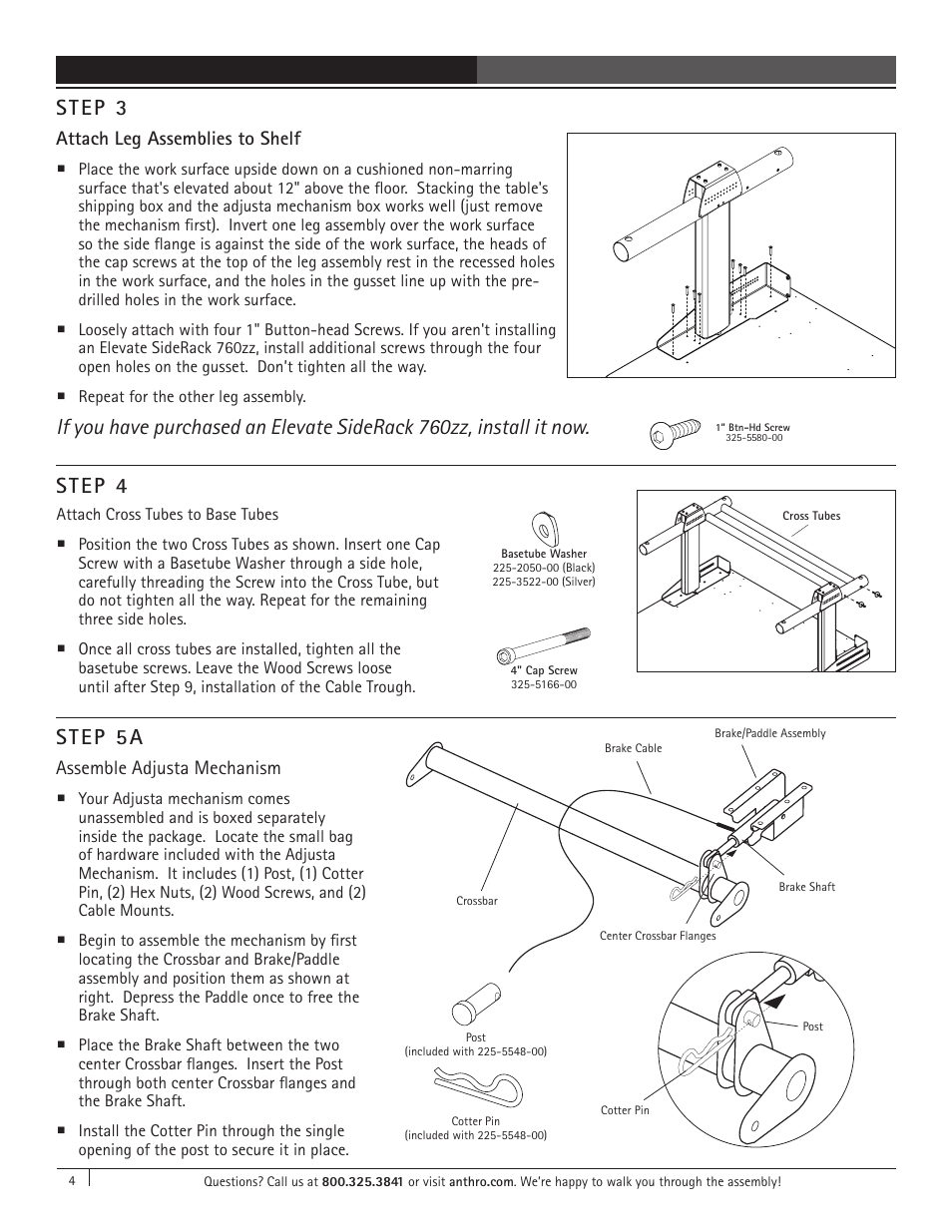 Step 5a, Step 3, Step 4 | Anthro Elevate Original Adjusta Assembly Instructions User Manual | Page 4 / 8