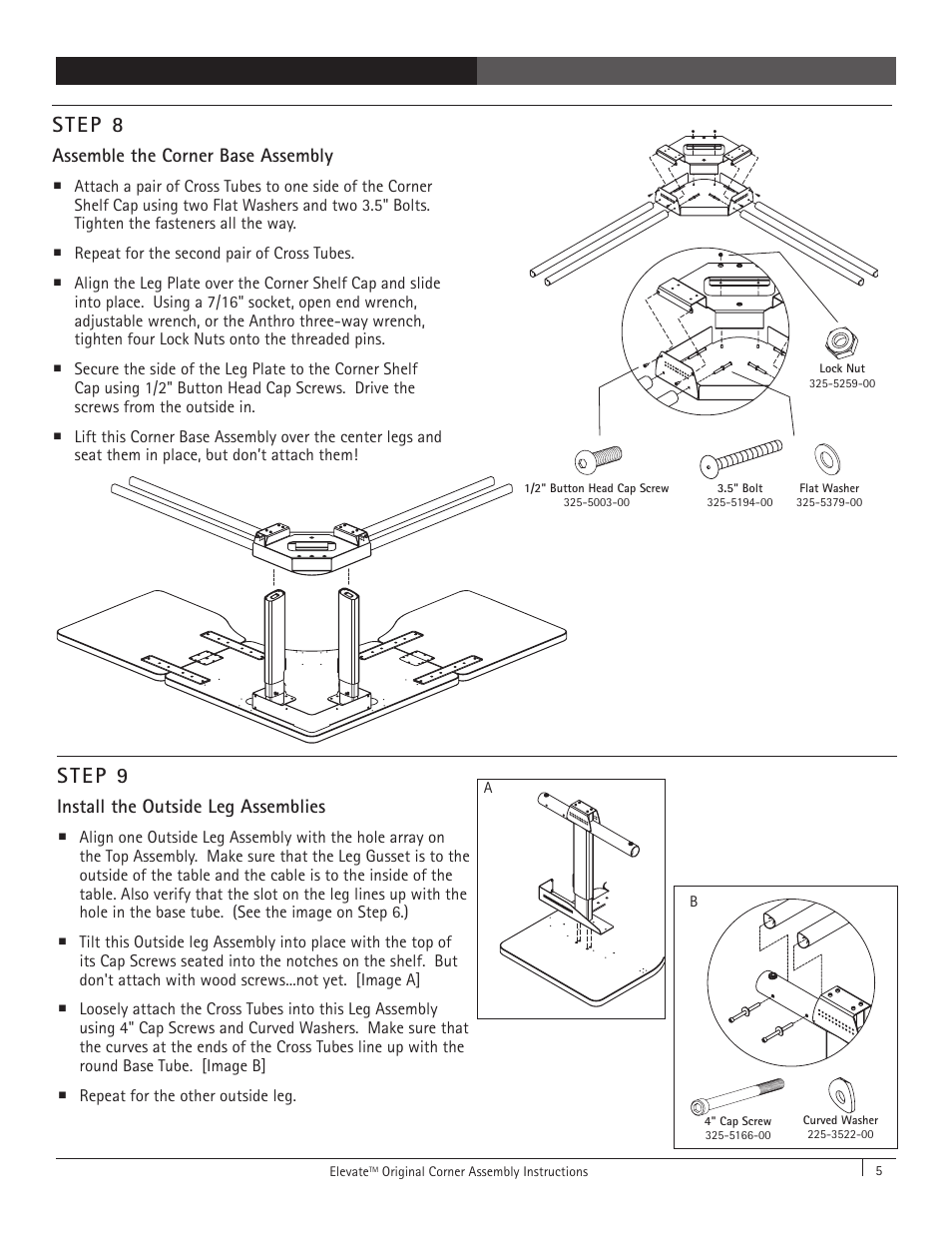 Step 9, Step 8 | Anthro Elevate Original Corner Assembly Instructions User Manual | Page 5 / 8