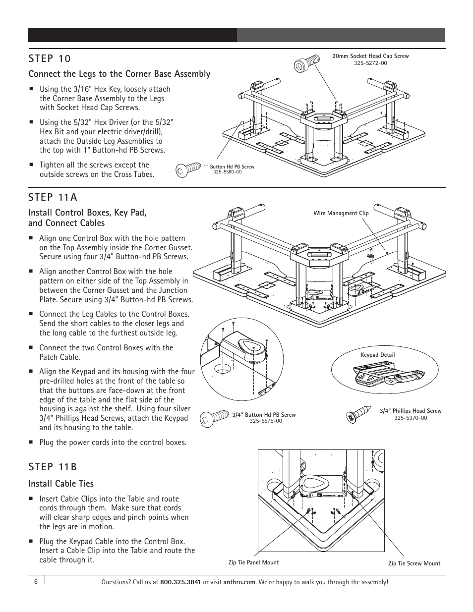 Step 11a, Step 11b, Step 10 | Anthro Elevate Original Corner Assembly Instructions User Manual | Page 6 / 8