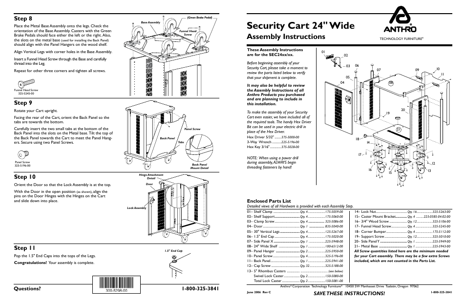 Anthro Security Cart 24 Assembly Instructions User Manual | 2 pages