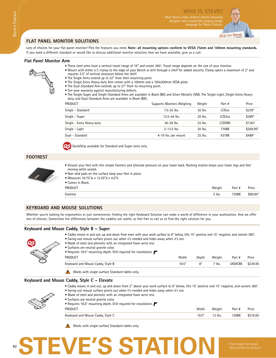 Steve’s station, Who is steve | Anthro Steve’s Station Office Spec Guide User Manual | Page 6 / 8