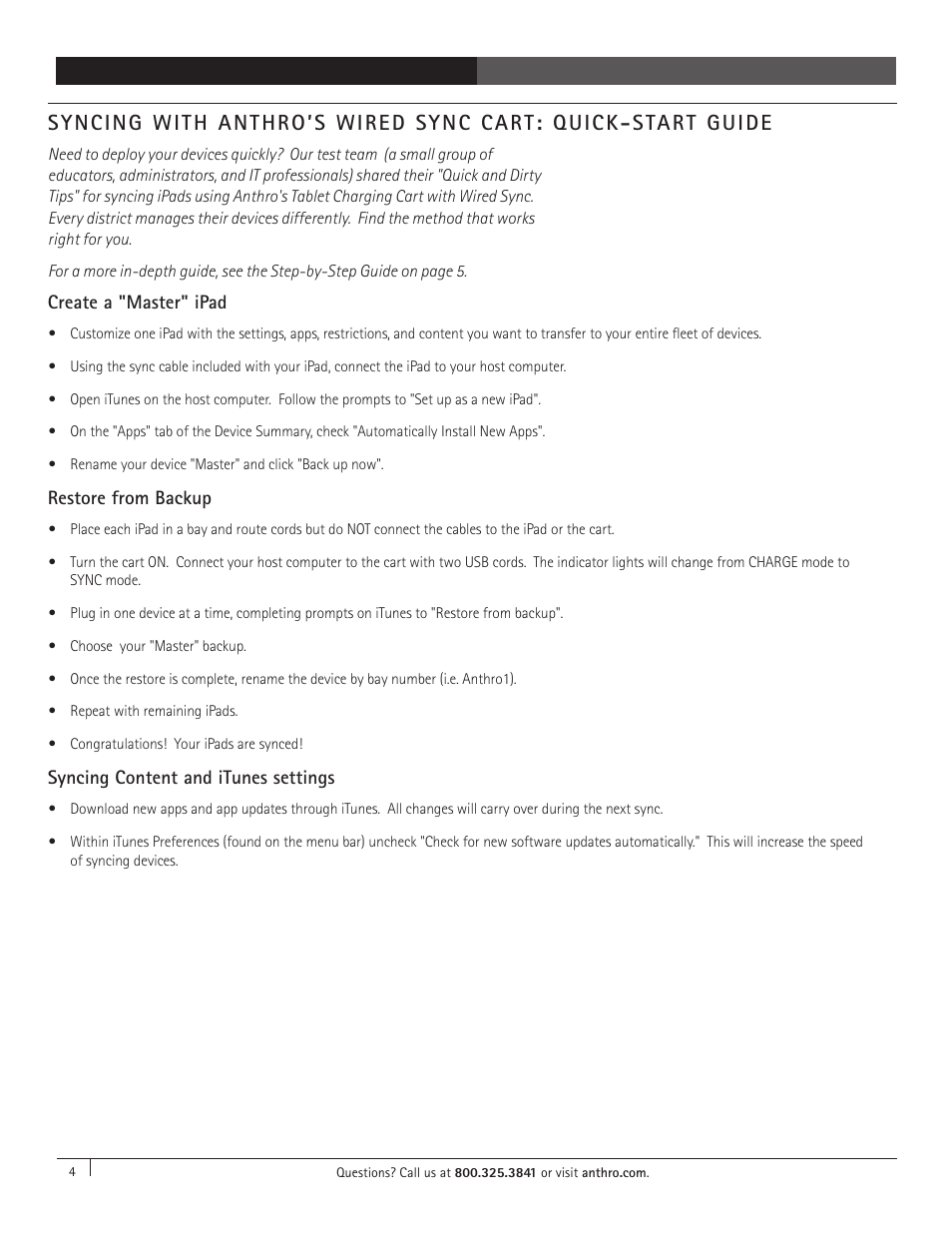 Anthro YES Cart for Tablets with Wired Sync Assembly Instructions User Manual | Page 4 / 8