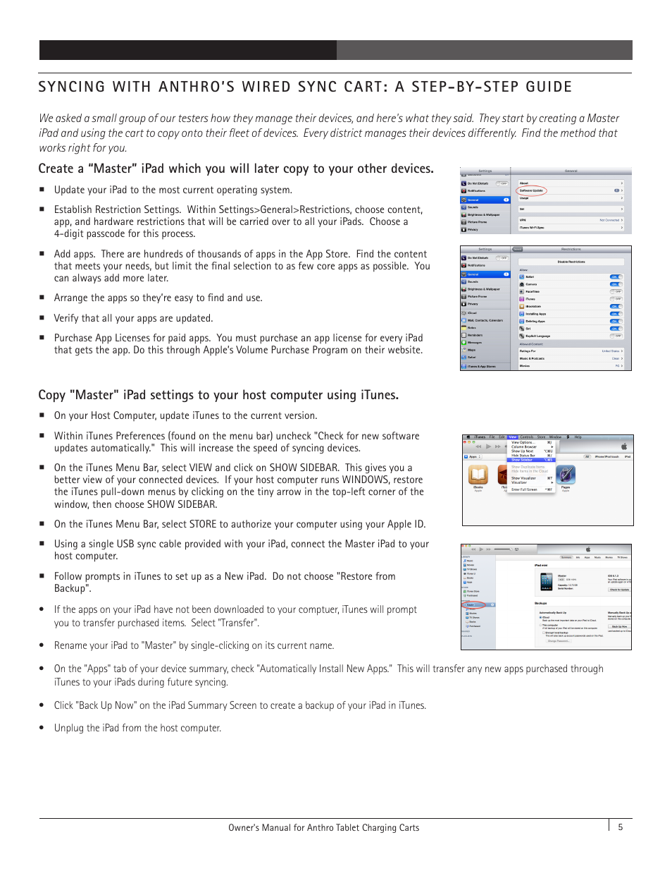 Anthro YES Cart for Tablets with Wired Sync Assembly Instructions User Manual | Page 5 / 8