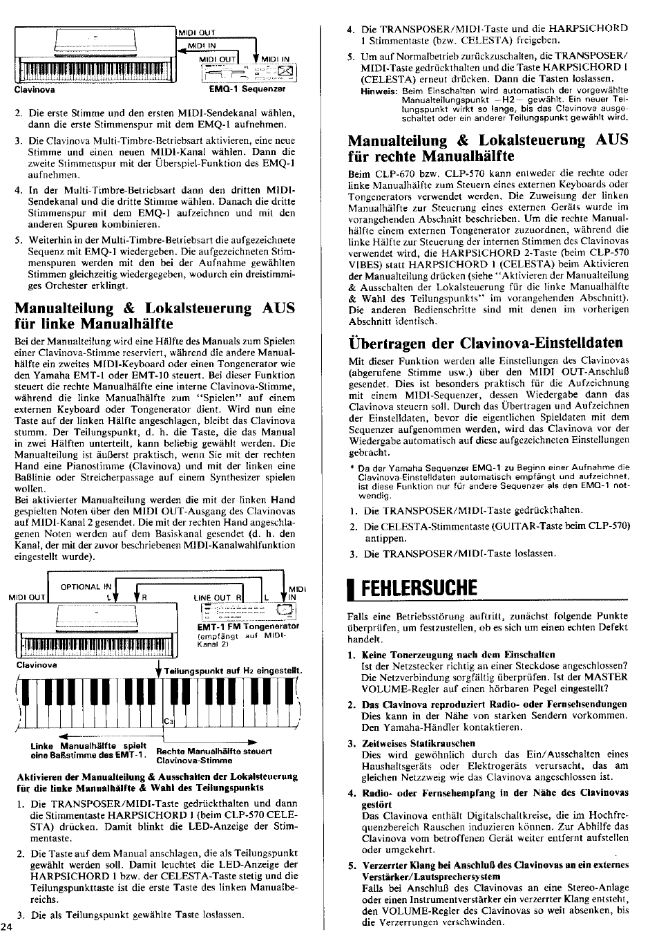 Übertragen der clavinova-einstelldaten, I fehlersuche, Fehlersuche | R tlirn | Yamaha CLP-570 User Manual | Page 18 / 24