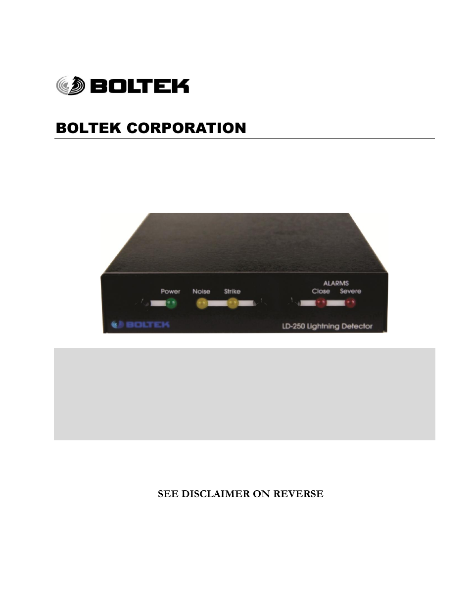 Boltek LD-250 User Manual | 27 pages