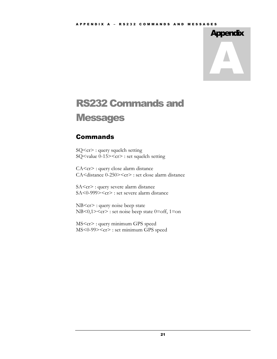 Rs232 commands and messages | Boltek LD-250 User Manual | Page 24 / 27