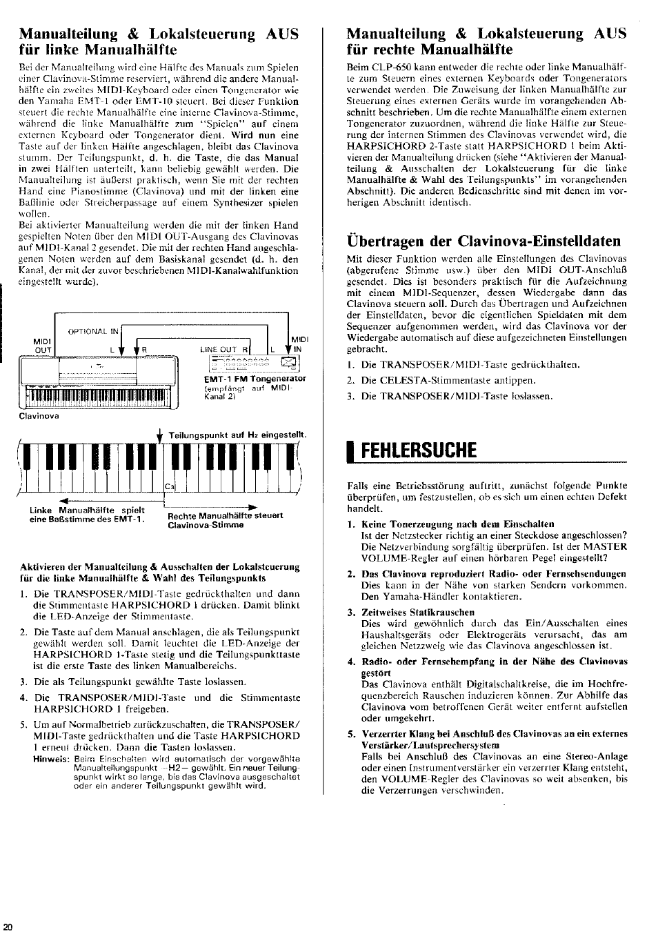 I fehlersuche, Fehlersuche, Übertragen der clavinova-einstelldaten | Yamaha CLP-650 User Manual | Page 14 / 19