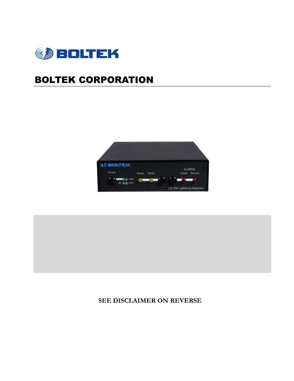 Boltek LD-350 User Manual | 23 pages