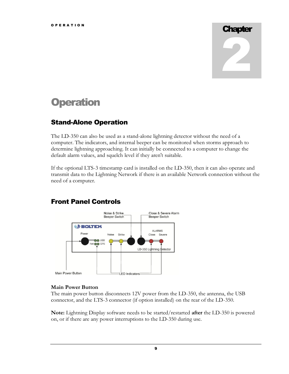 Operation | Boltek LD-350 User Manual | Page 14 / 23