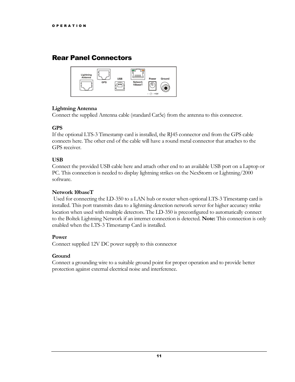 Rear panel connectors | Boltek LD-350 User Manual | Page 16 / 23