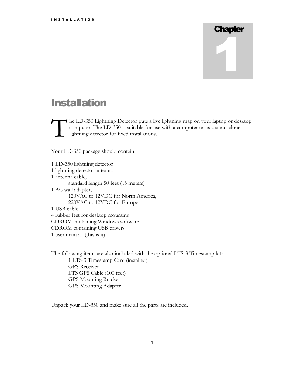 Installation, Chapter | Boltek LD-350 User Manual | Page 6 / 23