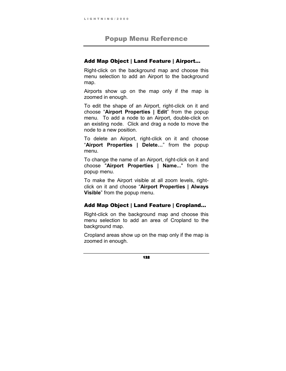Popup menu reference | Boltek Lightning/2000 User Manual | Page 132 / 333