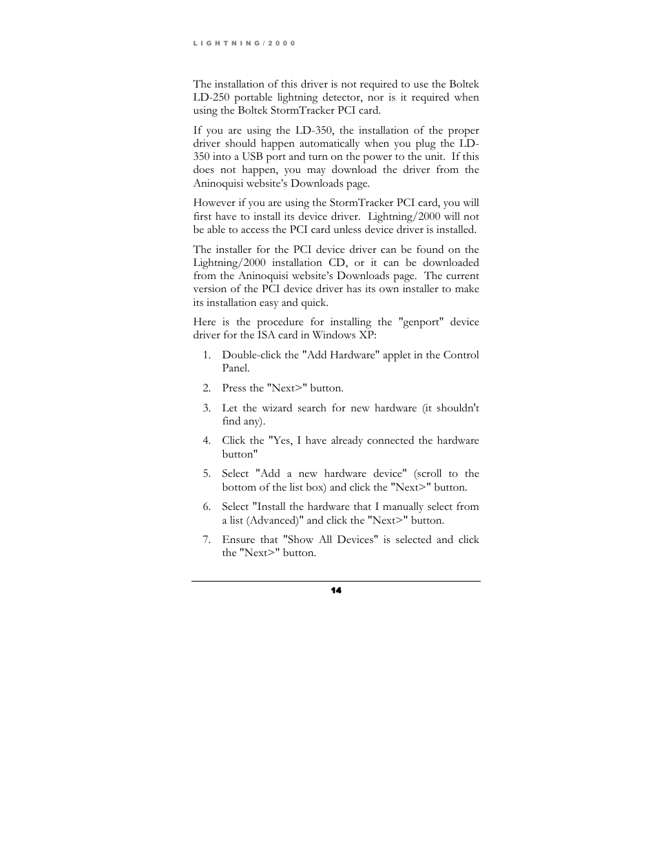 Boltek Lightning/2000 User Manual | Page 14 / 333