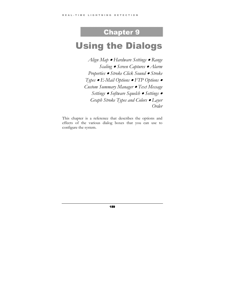 Using the dialogs, Chapter 9 | Boltek Lightning/2000 User Manual | Page 159 / 333