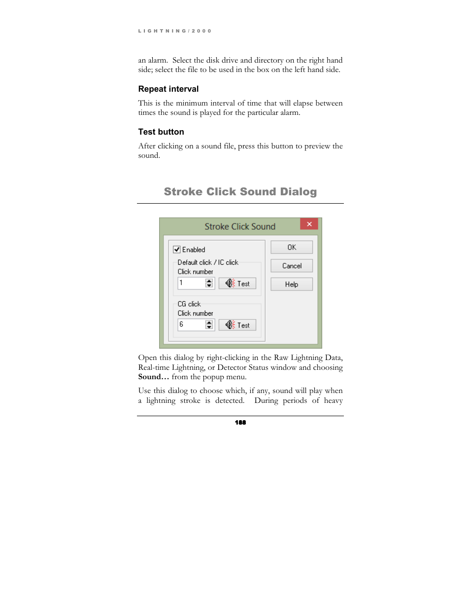 Stroke click sound dialog | Boltek Lightning/2000 User Manual | Page 188 / 333