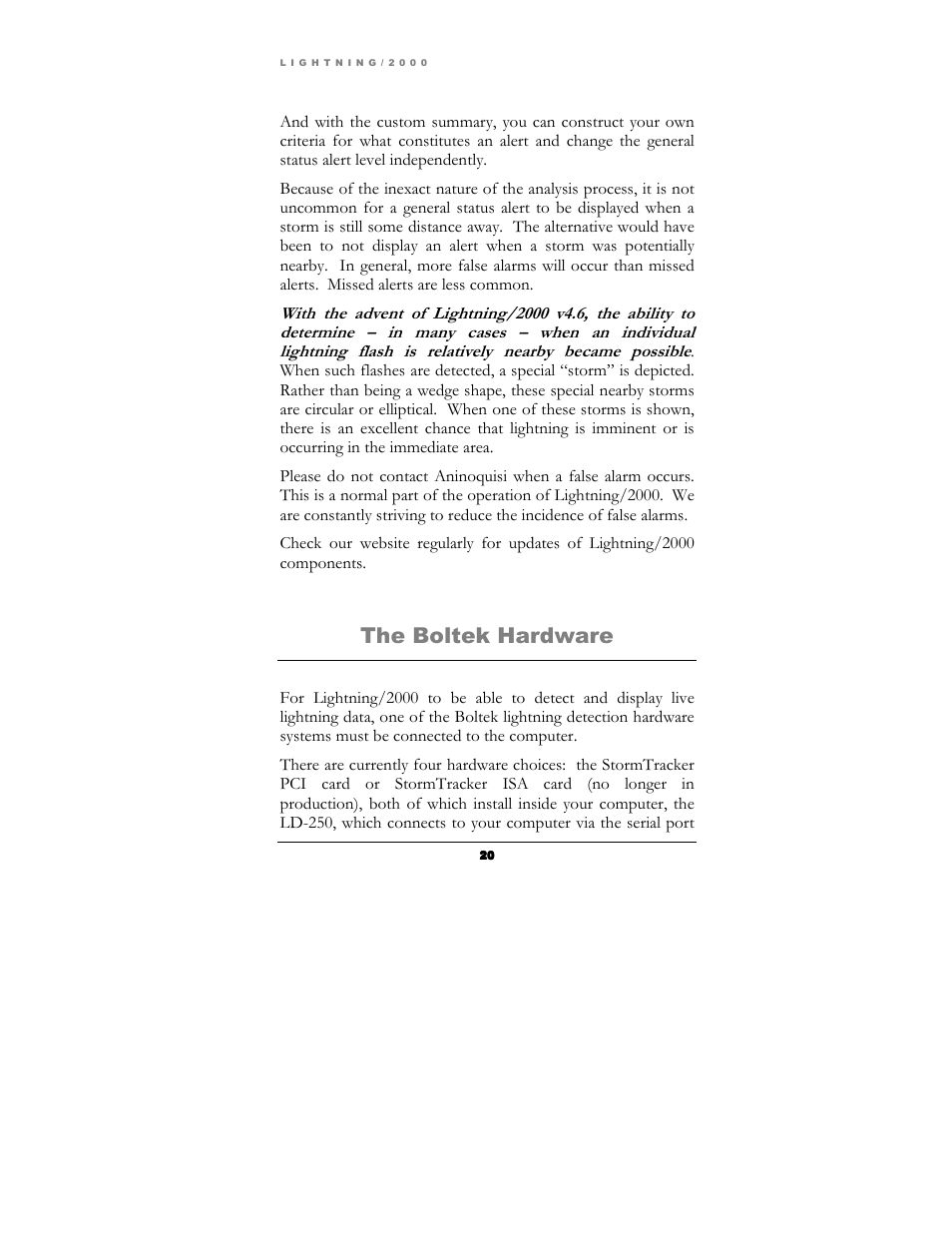 The boltek hardware | Boltek Lightning/2000 User Manual | Page 20 / 333