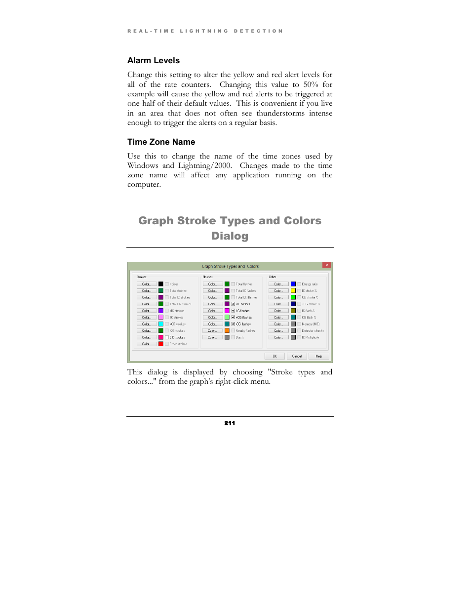Graph stroke types and colors dialog | Boltek Lightning/2000 User Manual | Page 211 / 333